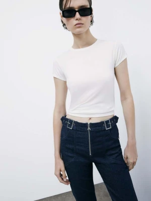 T-shirt z elastycznej dzianiny z okrągłym dekoltem PATRIZIA PEPE