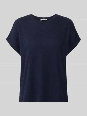 t-shirt z fakturowanym wzorem i okrągłym dekoltem Christian Berg Ciemnoniebieski