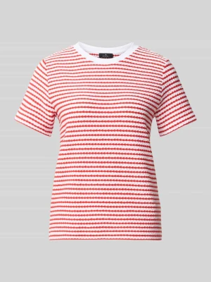 t-shirt z fakturowanym wzorem i okrągłym dekoltem Monari Czerwony