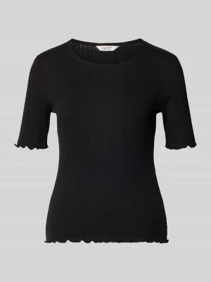 T-shirt z falistym brzegiem i okrągłym dekoltem model 'UNICA' B.Young Czarny