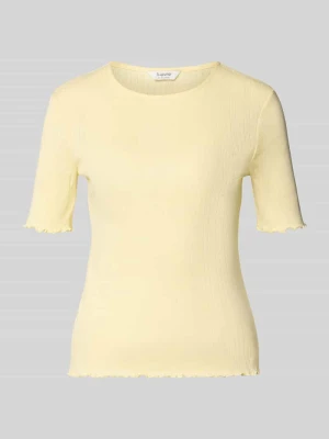 T-shirt z falistym brzegiem i okrągłym dekoltem model 'UNICA' B.Young Jasnożółty