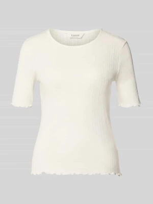 T-shirt z falistym brzegiem i okrągłym dekoltem model 'UNICA' B.Young Złamany biały