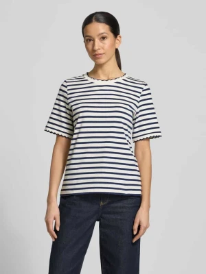 t-shirt z falistym brzegiem i okrągłym dekoltem MORE & MORE