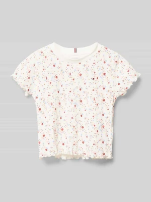 T-shirt z falistym wykończeniem model ‘FLOWER POINTELLE’ Tommy Hilfiger Teens