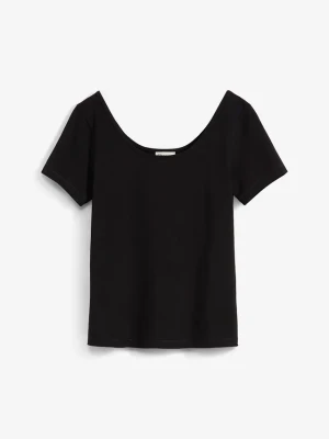 T-shirt z głębokim dekoltem z tyłu BonPrix czarny