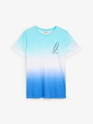 T-shirt z gradientowym nadrukiem z bawełny organicznej BonPrix niebieski