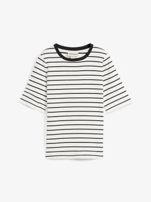 T-shirt z grubej bawełny organicznej BonPrix biały