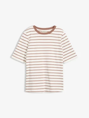 T-shirt z grubej bawełny organicznej BonPrix biały