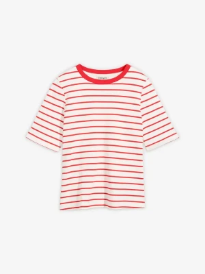 T-shirt z grubej bawełny organicznej BonPrix biały