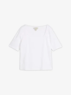 T-shirt z grubej bawełny organicznej BonPrix biały