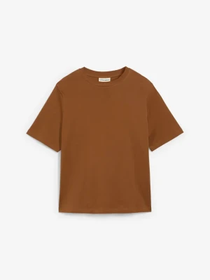 T-shirt z grubej bawełny organicznej BonPrix brązowy