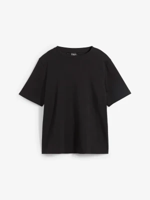 T-shirt z grubej bawełny organicznej BonPrix czarny