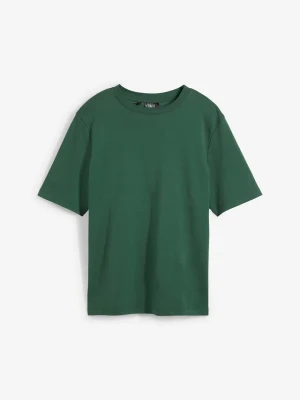 T-shirt z grubej bawełny organicznej BonPrix zielony