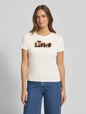 T-shirt z haftem i okrągłym dekoltem JAKE*S STUDIO WOMAN