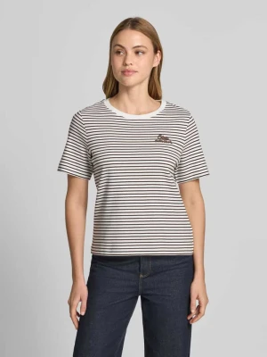 t-shirt z haftem Oui Ciemnobrązowy melanż