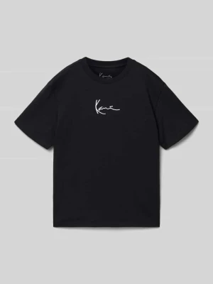 T-shirt z haftowanym logo i dekoltem w stylu crew neck Karl Kani