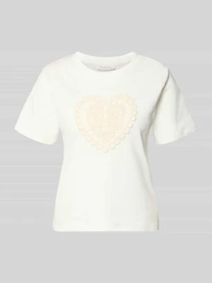 T-shirt z haftowanym motywem i dekoltem w kształcie litery O Christian Berg Woman