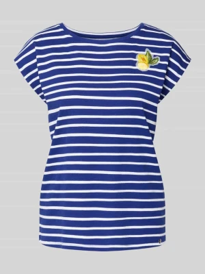 T-shirt z haftowanym motywem i dekoltem w kształcie litery O Jake*s Collection