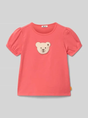 T-shirt z haftowanym motywem i dekoltem w kształcie litery O Steiff