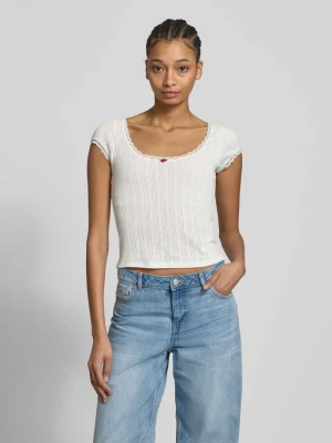 T-shirt z imitacji dzianiny model ‘POINTELLE’ Tommy Jeans