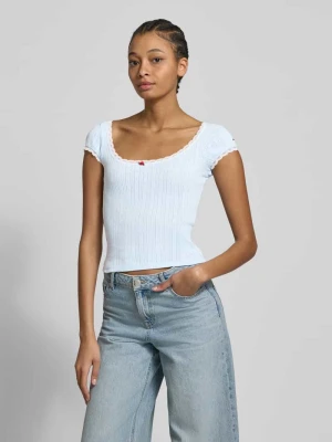 T-shirt z imitacji dzianiny model ‘POINTELLE’ Tommy Jeans