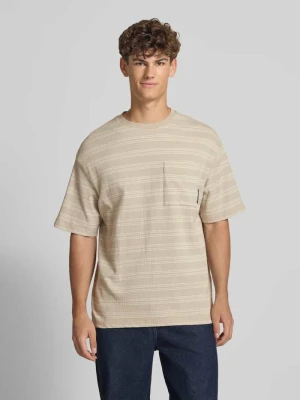 T-shirt z kieszenią na piersi Calvin Klein Jeans Beżowy
