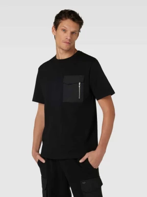 T-shirt z kieszenią na piersi i detalem z logo Antony Morato