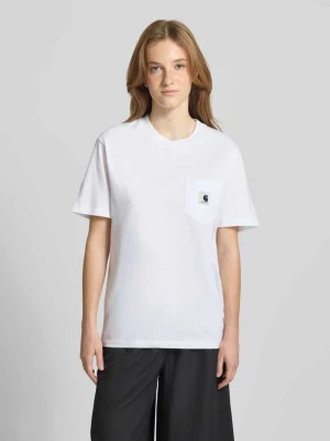 T-shirt z kieszenią na piersi i detalem z logo Carhartt WIP Biały