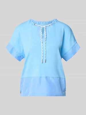 t-shirt z kołnierzem z lamówką i trokiem Marc Cain