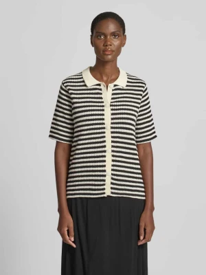 t-shirt z kołnierzykiem polo i listwą guzikową model 'LORIANNA' Ichi