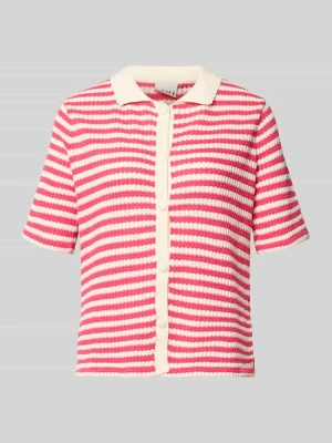 t-shirt z kołnierzykiem polo i listwą guzikową model 'LORIANNA' Ichi