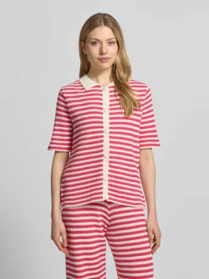 t-shirt z kołnierzykiem polo i listwą guzikową model 'LORIANNA' Ichi