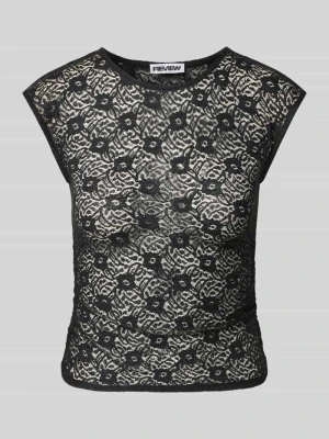 T-shirt z koronki z marszczeniem przy szwie bocznym REVIEW