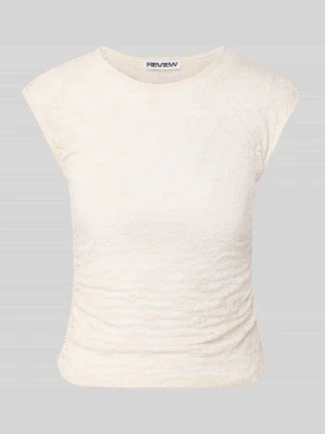 T-shirt z koronki z marszczeniem przy szwie bocznym REVIEW