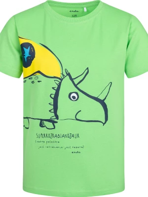 T-shirt z krótkim rękawem dla chłopca, z dinozaurem, zielony 3-8 lat Endo