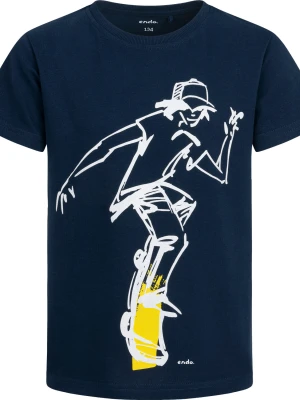 T-shirt z krótkim rękawem dla chłopca, z motywem skate, granatowy 9-13 lat Endo