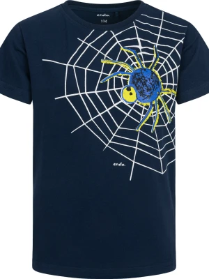 T-shirt z krótkim rękawem dla chłopca, z pająkiem, granatowy 9-13 lat Endo