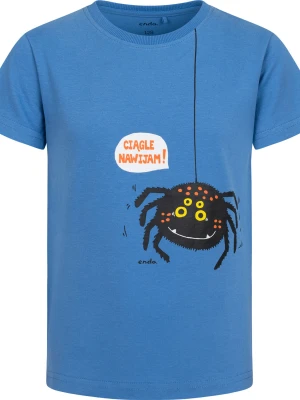 T-shirt z krótkim rękawem dla chłopca, z pająkiem, niebieski 3-8 lat Endo