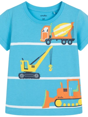 T-shirt z krótkim rękawem dla chłopca, z pojazdami, niebieski 3-8 lat Endo