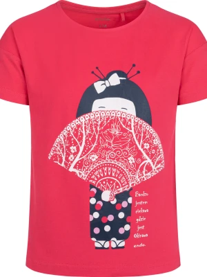 T-shirt z krótkim rękawem dla dziewczynki, z motywem gejszy, różowy 9-13 lat Endo
