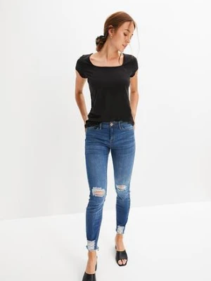 T-shirt z krótkim rękawem i dekoltem karo bonprix