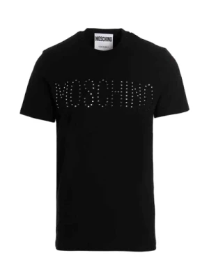 T-shirt z krótkim rękawem i logo ze strass Moschino