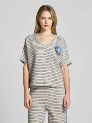 T-shirt z kwiatową aplikacją milano italy