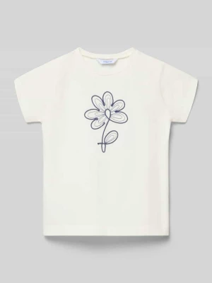 T-shirt z kwiatowym haftem Mayoral