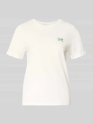T-shirt z kwiatowym haftem model 'Aminna' Ichi