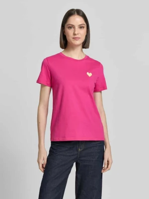 T-shirt z kwiatowym haftem model 'Aminna' Ichi