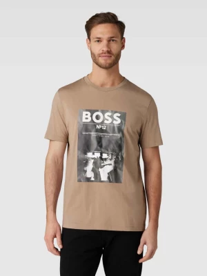 T-shirt z kwiatowym nadrukiem z motywem z logo Boss Orange