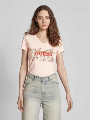 T-shirt z kwiatowym wzorem i nadrukiem z logo Guess
