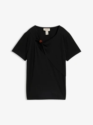 T-shirt z lejącej mieszanki wiskozy BonPrix czarny
