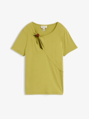 T-shirt z lejącej mieszanki wiskozy BonPrix zielony